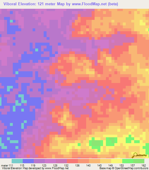 Viboral,Venezuela Elevation Map