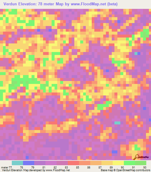 Verdun,Venezuela Elevation Map