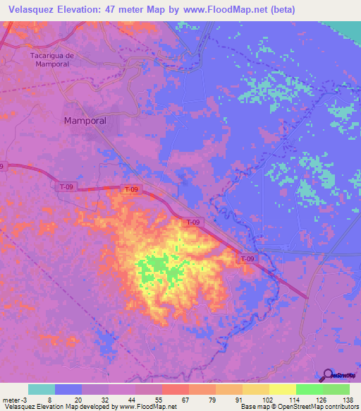 Velasquez,Venezuela Elevation Map