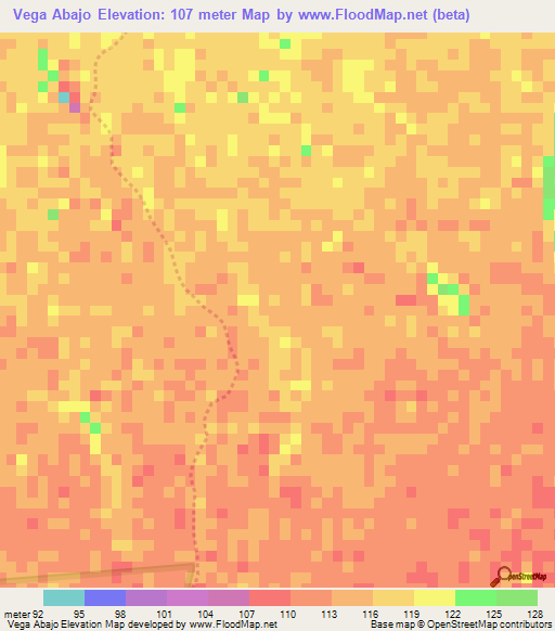 Vega Abajo,Venezuela Elevation Map