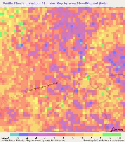 Varilla Blanca,Venezuela Elevation Map