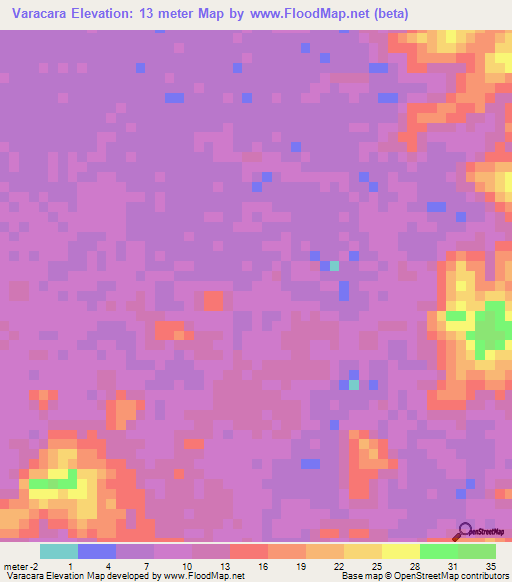 Varacara,Venezuela Elevation Map
