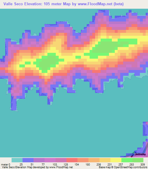 Valle Seco,Venezuela Elevation Map