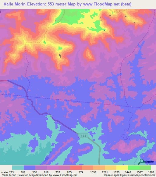 Valle Morin,Venezuela Elevation Map