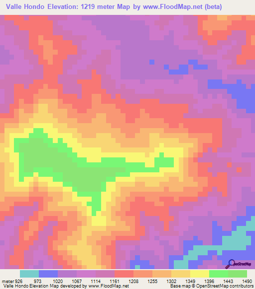 Valle Hondo,Venezuela Elevation Map