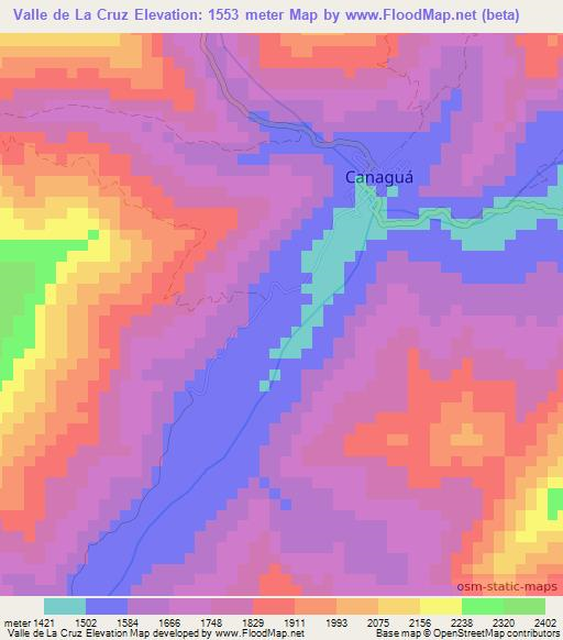 Valle de La Cruz,Venezuela Elevation Map