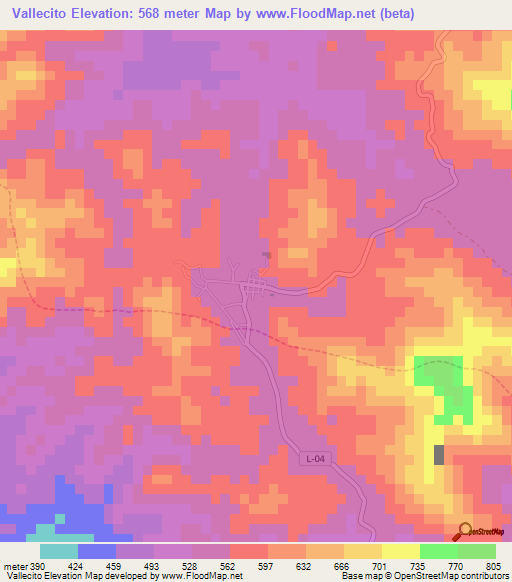 Vallecito,Venezuela Elevation Map