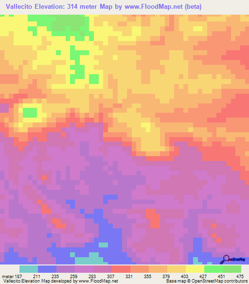 Vallecito,Venezuela Elevation Map