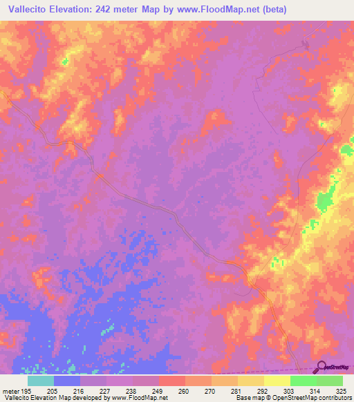 Vallecito,Venezuela Elevation Map