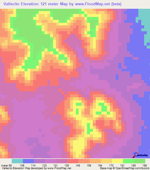 Vallecito,Venezuela Elevation Map