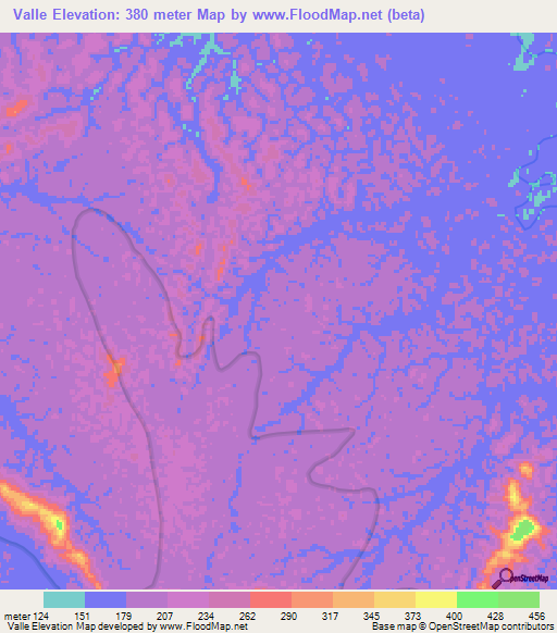 Valle,Venezuela Elevation Map