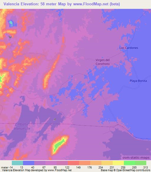 Valencia,Venezuela Elevation Map