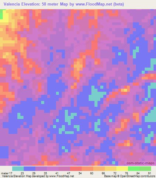 Valencia,Venezuela Elevation Map