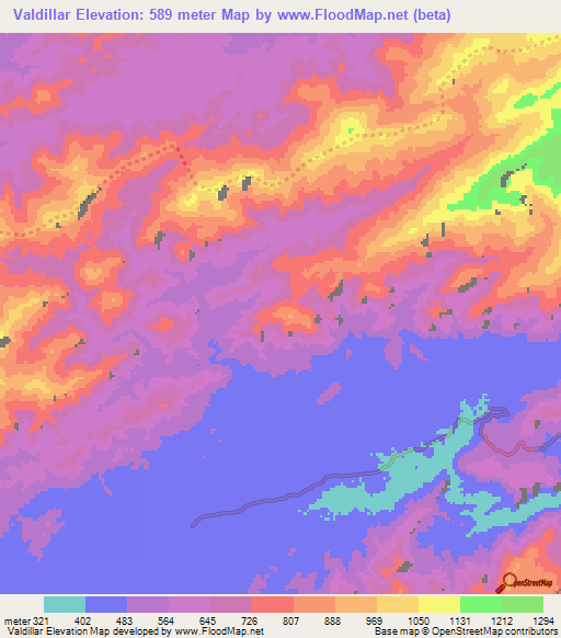 Valdillar,Venezuela Elevation Map