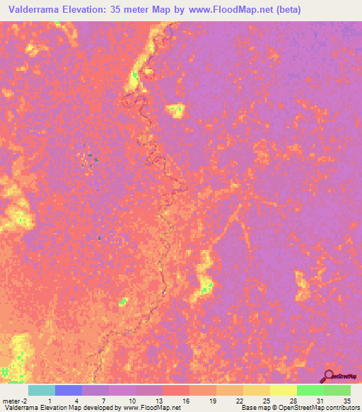 Valderrama,Venezuela Elevation Map