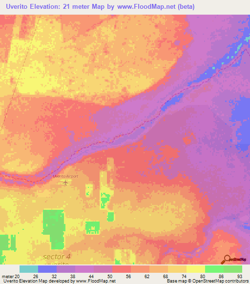 Uverito,Venezuela Elevation Map