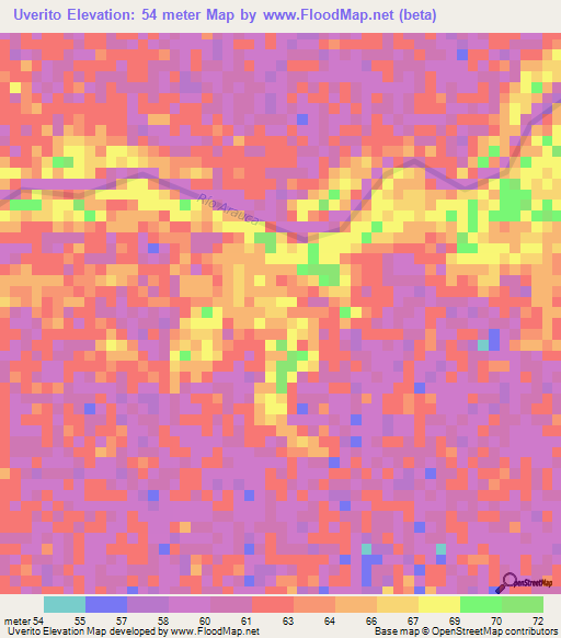 Uverito,Venezuela Elevation Map