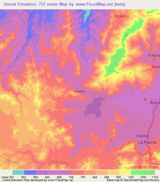 Uveral,Venezuela Elevation Map
