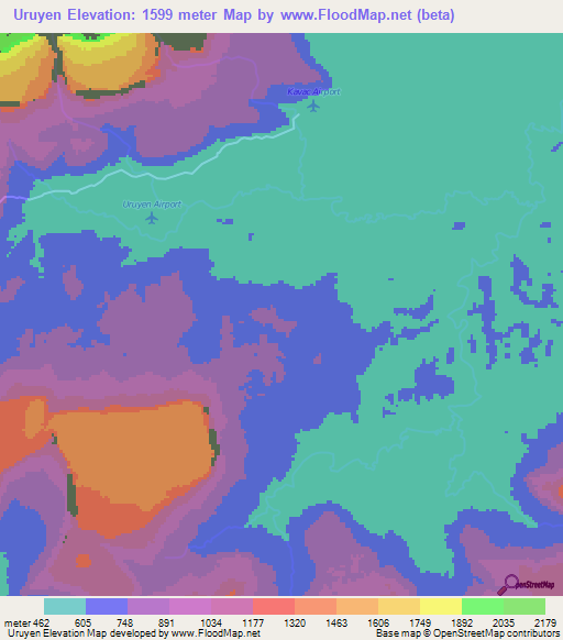 Uruyen,Venezuela Elevation Map