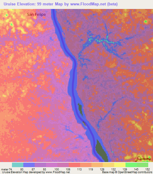 Uruise,Venezuela Elevation Map