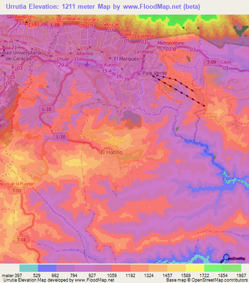 Urrutia,Venezuela Elevation Map
