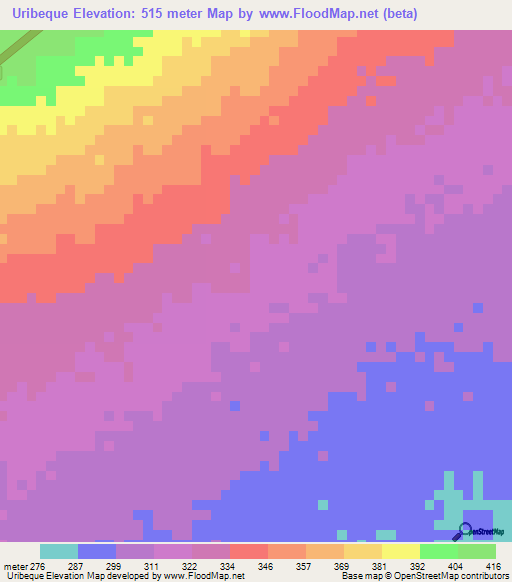 Uribeque,Venezuela Elevation Map