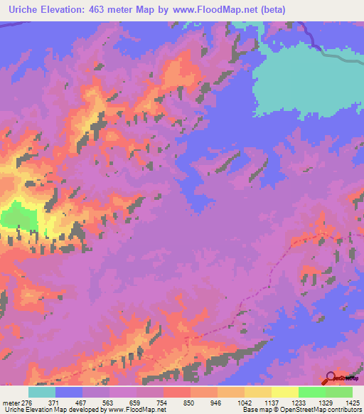 Uriche,Venezuela Elevation Map