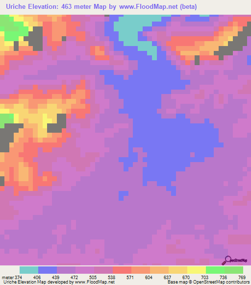 Uriche,Venezuela Elevation Map