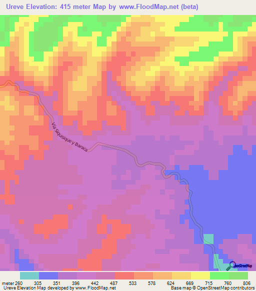 Ureve,Venezuela Elevation Map