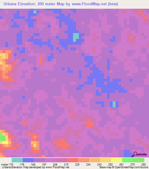 Urbana,Venezuela Elevation Map
