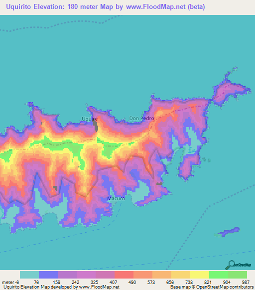 Uquirito,Venezuela Elevation Map
