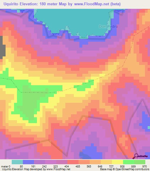 Uquirito,Venezuela Elevation Map