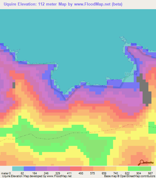 Uquire,Venezuela Elevation Map