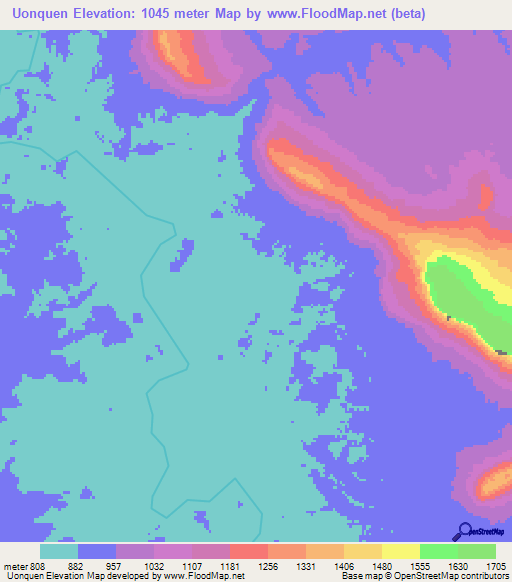 Uonquen,Venezuela Elevation Map