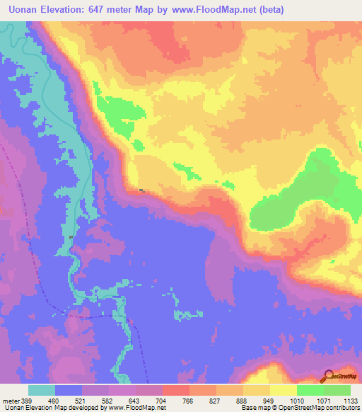 Uonan,Venezuela Elevation Map