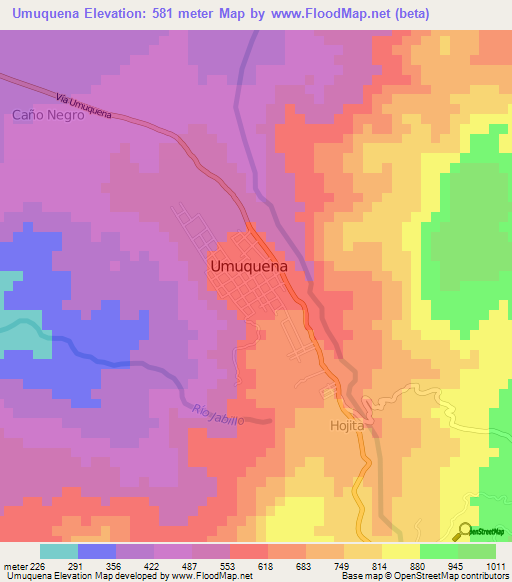 Umuquena,Venezuela Elevation Map