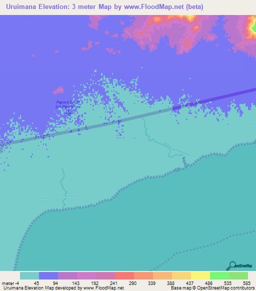 Uruimana,Venezuela Elevation Map