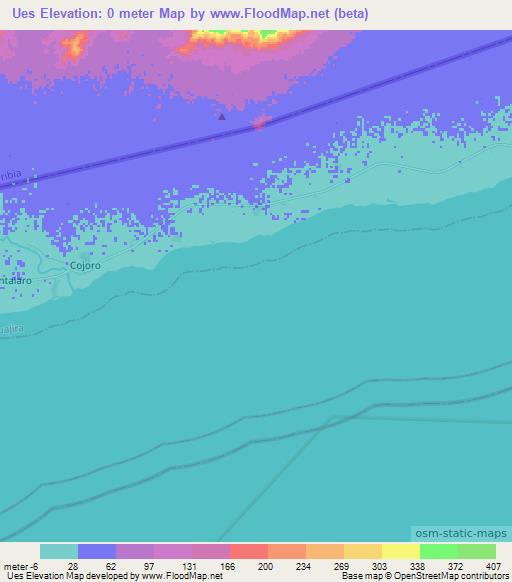 Ues,Venezuela Elevation Map
