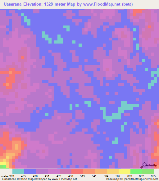 Uasarana,Venezuela Elevation Map