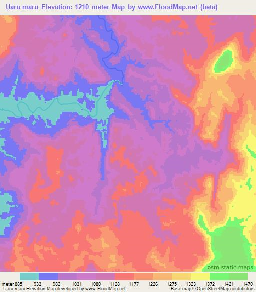 Uaru-maru,Venezuela Elevation Map