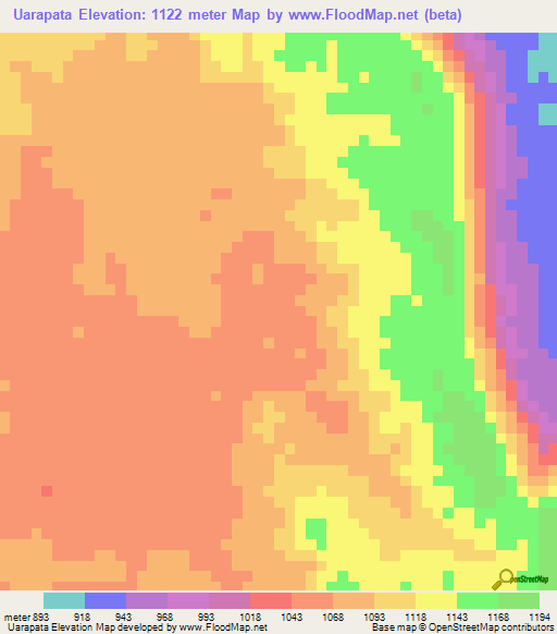 Uarapata,Venezuela Elevation Map