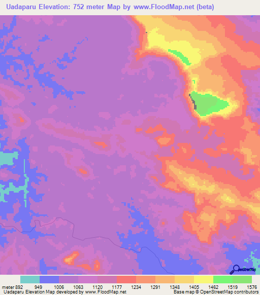 Uadaparu,Venezuela Elevation Map