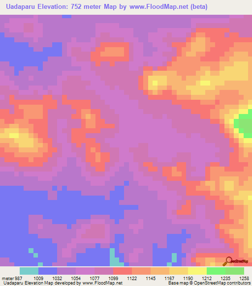 Uadaparu,Venezuela Elevation Map