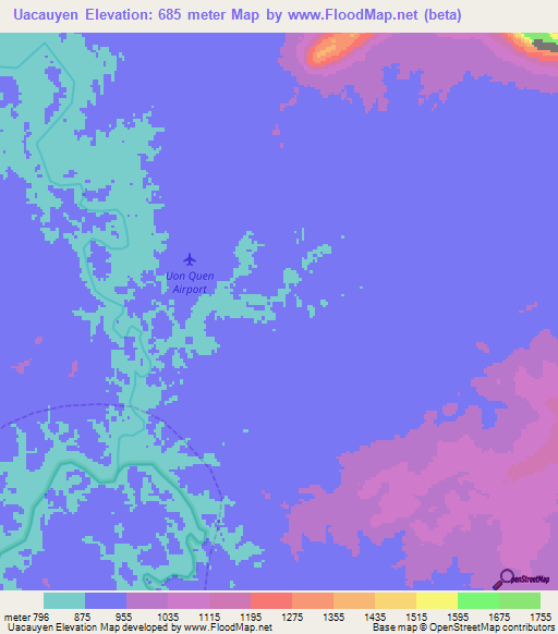 Uacauyen,Venezuela Elevation Map
