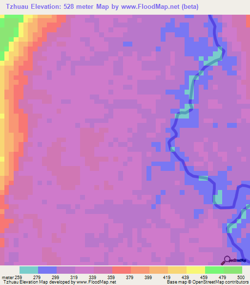 Tzhuau,Venezuela Elevation Map