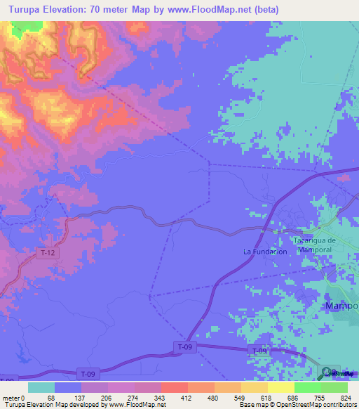 Turupa,Venezuela Elevation Map
