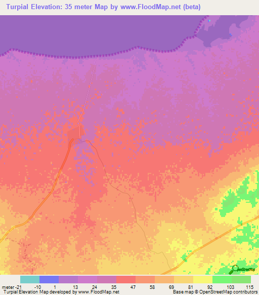 Turpial,Venezuela Elevation Map