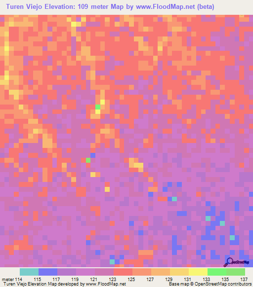 Turen Viejo,Venezuela Elevation Map