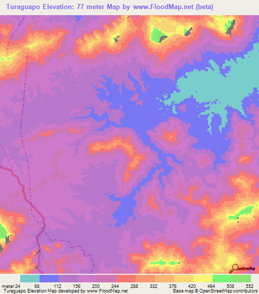 Turaguapo,Venezuela Elevation Map