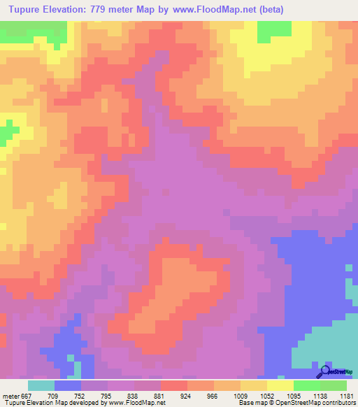 Tupure,Venezuela Elevation Map